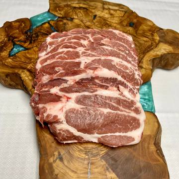 4 Bandejas de Filetes de aguja cerdo Abrasador, bandeja de 3,200 kg.