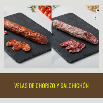 2 Velas de Salchichón y 2 Velas de Chorizo Abrasador aprox 700 g.
