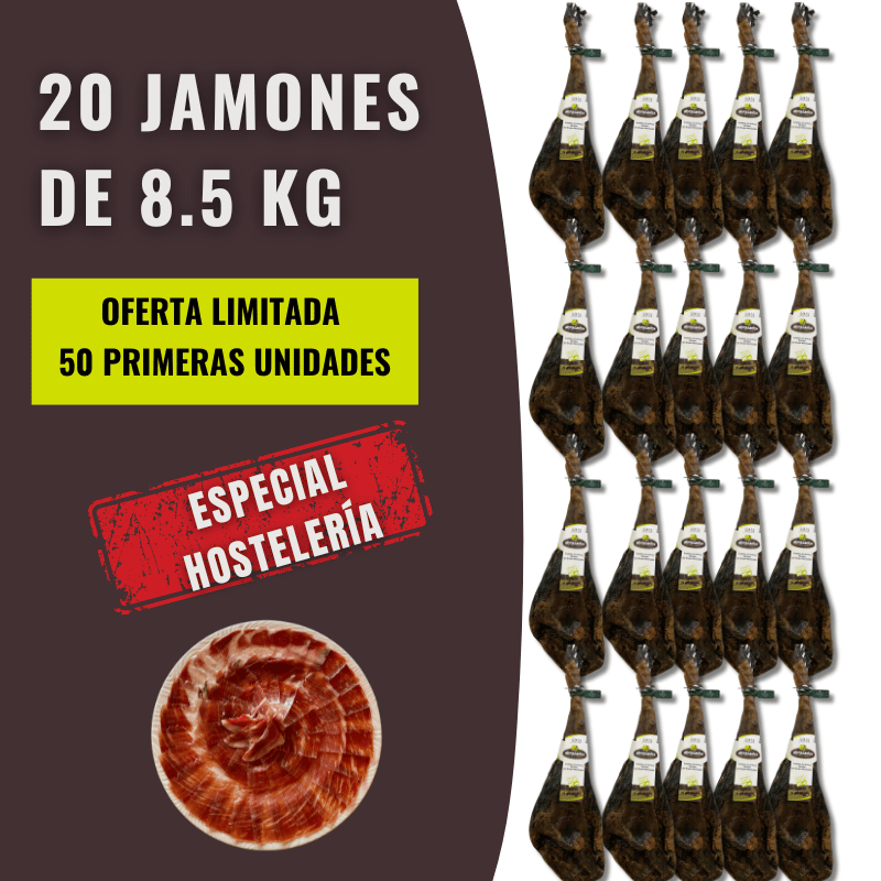 20 JAMONES ABRASADOR A 140,25 €/UN, A 15 €/KG