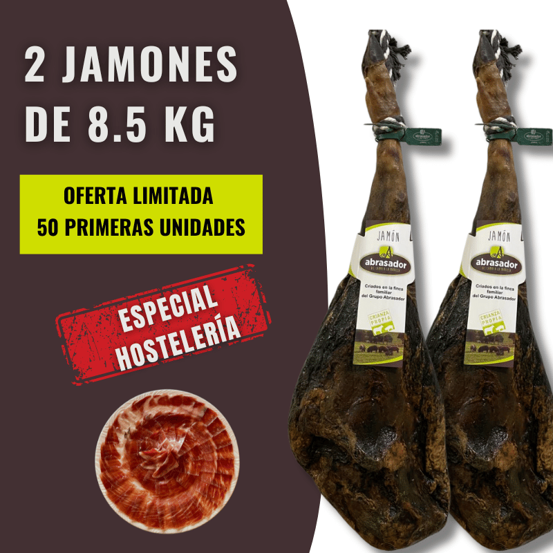 2 JAMONES ABRASADOR A 168,30€/UN, A 18 €/KG